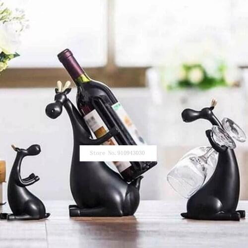 Modern Personality Creative Resin Deer Set Red Wine Bottle Rack New Home Gifts Home Wedding Decoration Crafts Ornaments