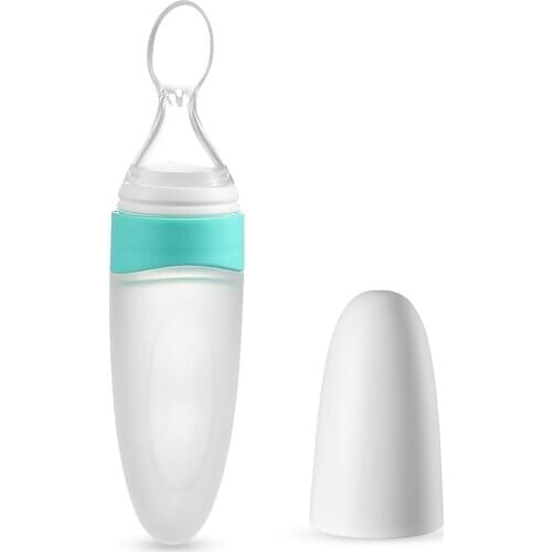 NCVI Silicone Squeeze Feeding Spoon BPA Free Food Grade Silicone Baby Food Dispensing Spoon with Dust Cover