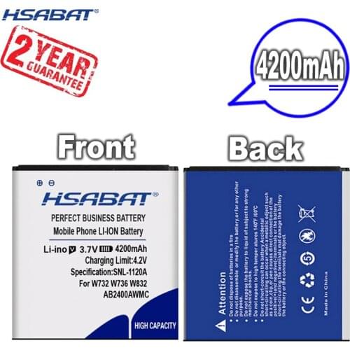 HSABAT 4100mAh Battery for Philips W736 W832 W732 D833 W737 W9588 W6500 Battery Perfect Replacement AB2400AWMC -free shipping