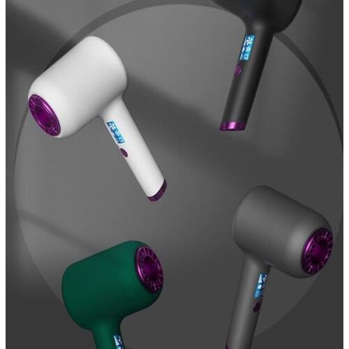 New product far-infrared hair dryer one-button smart hollow core blue negative ion display gift hair dryer