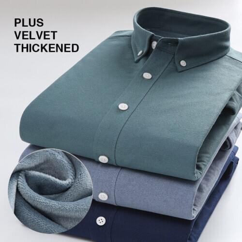 Autumn winter shirt men warm Solid casual business shirts men fashion long sleeve shirts men dress shirts brand mens shirt 2020