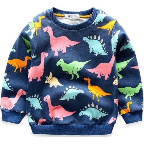 Autumn Kids T shirt cotton Cartoon Print Jurassic World dinosaur boy girls clothes Sweater tops Childrens clothing sweatshirts