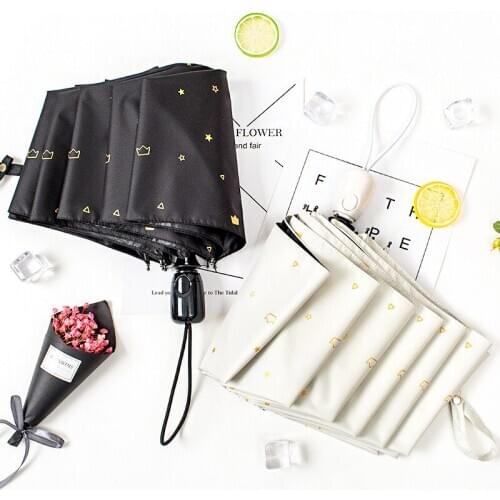 Full automatic umbrella small fresh goddess rain umbrella dual-use simple forest folding umbrella student sun umbrella