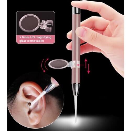 Portable Children Magnifier LED Flash Light Luminous Ear Wax Cleaner Spoon Earwax Remover Cleaning Pick Ear Care Tool