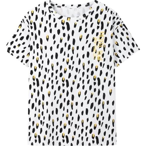Casual Leopard Print T Shirt Women All-match O-neck Short Sleeve Oversized Streetwear Soft Girls Summer Tees Ulzzang Clothes Top