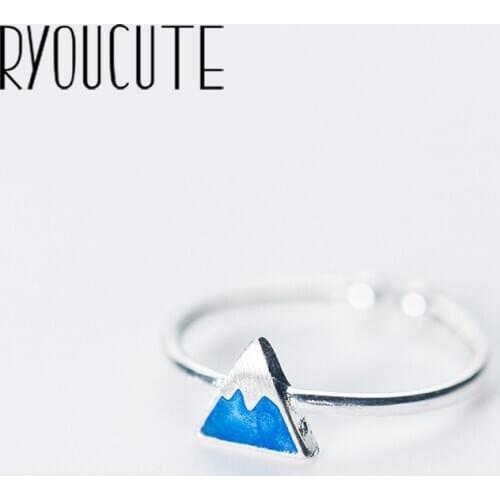Romantic Blue Triangle Rings for Women Luxury Jewelry Finger Ring