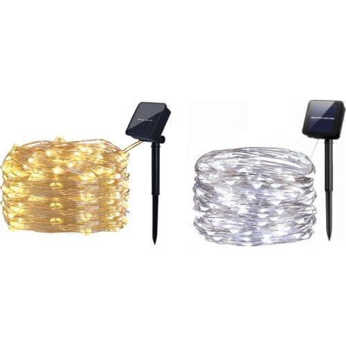2 Pcs Solar String Lights, 10M 100LED Outdoor String Lights, Waterproof Decorative String Lights for Patio, Garden, Gate, Yard