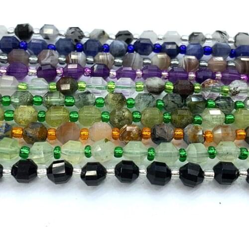Veemake Aquamarine Prehnite Sapphire Lapis Lazuli Pietersi Iolite Rbuy Ctrine Hard Cut Faceted Sharp Energy Column Beads A06604