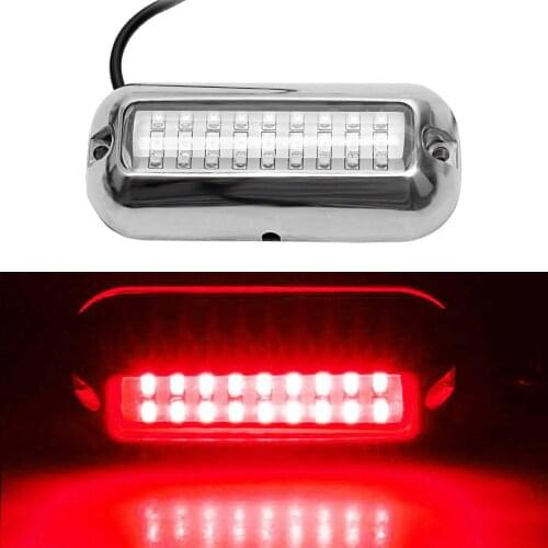 50W 27 LEDs Boat Transom Light Stainless Steel Waterproof Marine Boat Underwater Pontoon Transom Light Universal Red