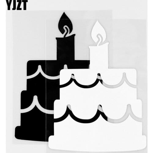 YJZT 10×13.5CM Birthday Cake Car Body Windows Decorative Stickers Car Styling Fashion Decal Sticker Black / Silver 10A-0821