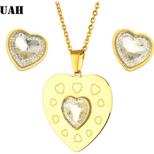 UAH Stainless steel Jewelry Sets Charm Heart Necklace Earrings Bracelet Set For Women Fashion Jewellery 2019 Mass Effect