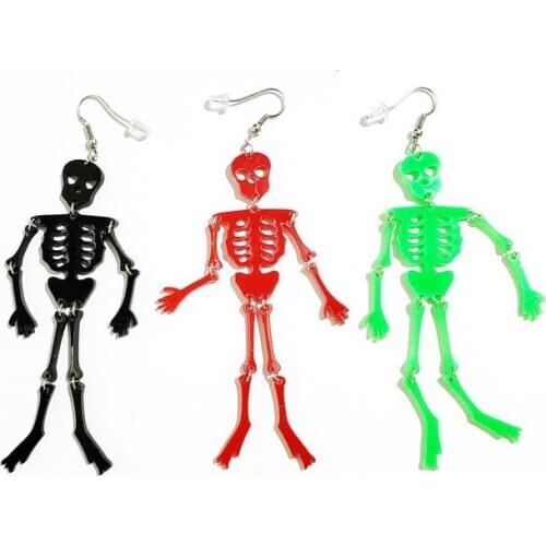 New Halloween Skull Acrylic Drop Earrings Funny Skeleton Fashion Cool Punk Dangle Earrings for Halloween Rock Women Earrings