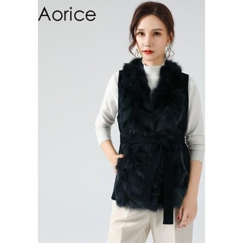 Aorice Women Winter Fox Fur Vest Parka Coat Jacket 2020 New Female Lady Natural Fox Fur Vests Coats Jackets Z20139