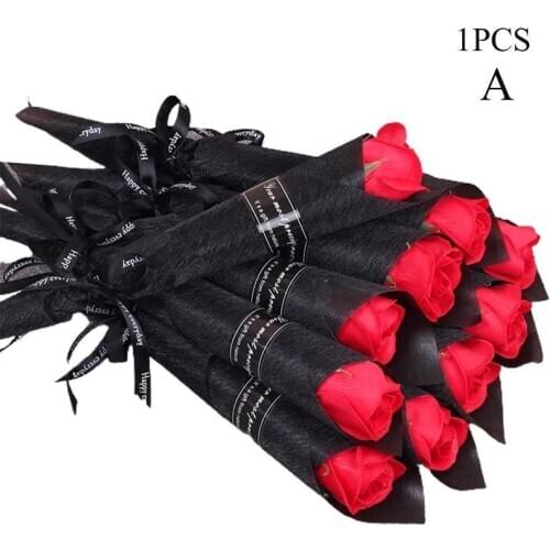 1pcs Valentines Day Single Rose Bouquet Gift Soap Artificial Flower Gift Bridesmaids Gift Party Favors For Home Decoration