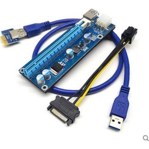 10PCS New 1X Turn 16X Graphics Card Patch Cord 6PIN DC-DC USB3.0 PCI-E For ETH BTC LTC Miner Extension Cord PCI-E 1X 4X 8X 16X