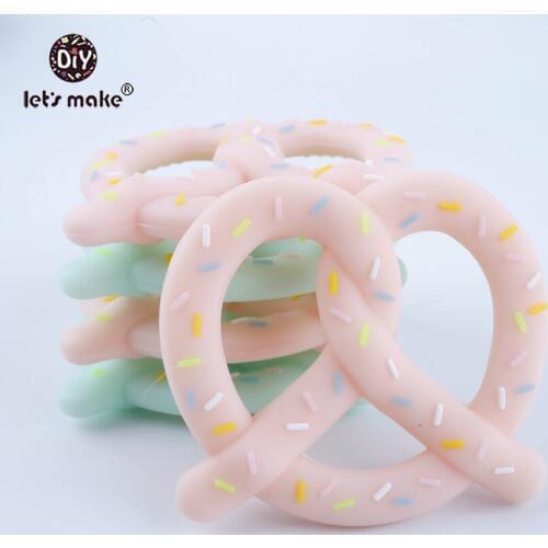 Lets Make BPA Free Silicone Pendants Pretzel Teethers 10pcs DIY Bread Stick Teething Nursing Necklace Making Baby Teether