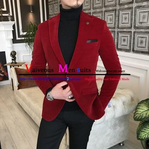 2 Piece Velvet Men Suits for Wedding Prom Custom Made Casual Business Tuxedos 2021 Smoking Male Suit Dinner Jacket with Pants