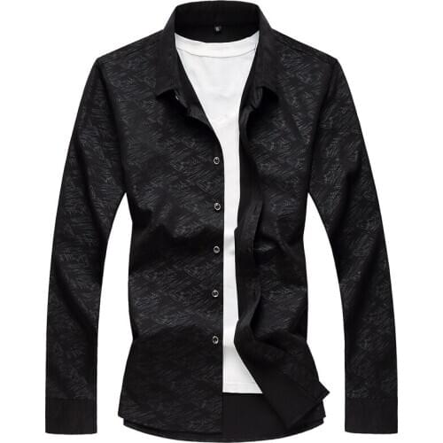 2018 spring and autumn new Fashion mens casual Long-sleeved shirt large size mens Dark floral collar Shirt Size M-5XL 6XL 7XL