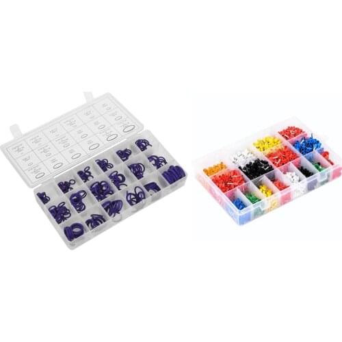 2120Pcs Wire Terminals Wire Copper Crimp Connector Insulated Cord Pin End Terminals AWG22-5 Electrical Wire Connector & 270Pcs O