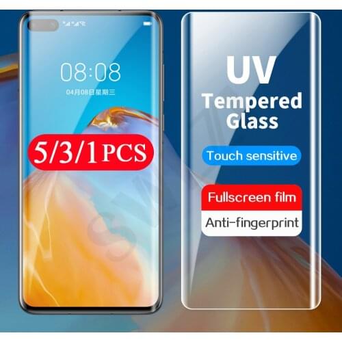 5/3/1Pcs 9D UV tempered glass for Huawei mate 20 30 40 nova 7 8 P30 P40 pro plus phone screen protector UV Glass protective film