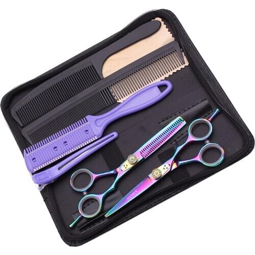 5.5 6.0 Professional Barber Scissors 440C Hairdressing Scissors Hair Thinning Shears Salon Hair Cutting Scissors Set 1020# K-A