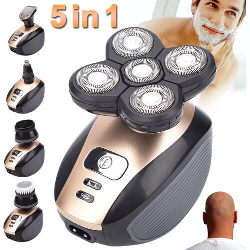 5 in 1 4D Rechargeable Electric Shaver Five Floating Heads Razors Hair Clipper Nose Ear Hair Trimmer Men Facial Cleaning Brush
