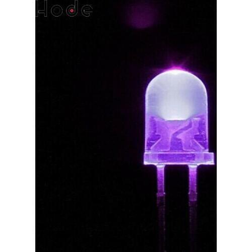 50pcs F5 5mm Round Ultra Violet LED UV Light 390-395nm Purple Lamp