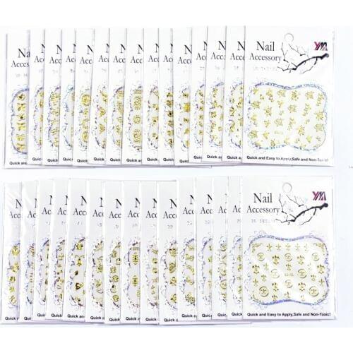 60Sheets Ultrathin 3D Nails Art Sticker Hollow Butterfly korean Wraps Tips Sticker Fingernails Accessories/BB001-30 ##30designs