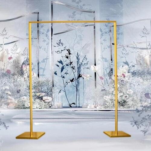 Wedding props Square Metal Wedding Arch Shiny Gold Plated Arch Backdrop Stand Stage Rectangular Flower Arch Decoration