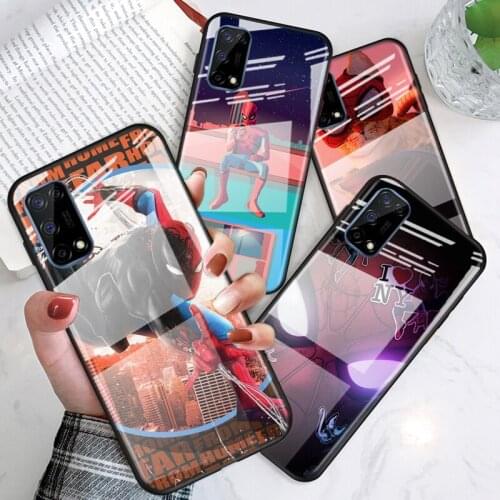 Tempered Glass Cover Marvel Spider-Man For OPPO A9 2020 A52 Find X2 Lite Realme 7 7i 6 5 Pro C3 XT Phone Case