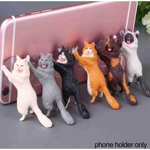 Phone Holder Cute Cat Tablets Desk Sucker Support Resin Creative Stand Holder Sucker Design Animal Holder For Smartphone
