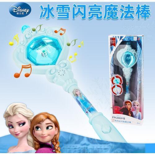 Disney Frozen 2 elsa anna princess Music Magic Crystal Wand Girl Toys Original box Makeup Toys Birthday Christmas Gift