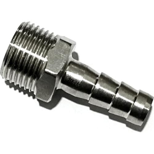 DN8 DN10 DN15 1/2" BSPP Male x 10mm Hose Barb Splicer Hosetail Fitting 201 Stainless Steel 5 PCS