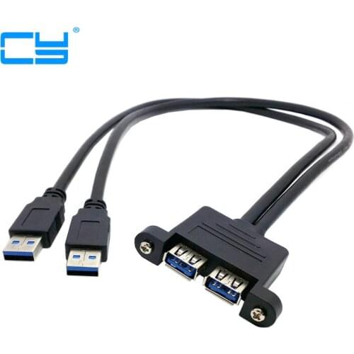 Dual USB 3.0 Male to Dual USB 3.0 Female USB3.0 Extension Cable with Screw Panel Mount Male to Female M/F 30cm 50cm 1m 1.5m