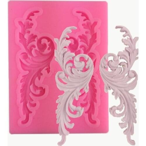 European Vintage Baroque Relief Silicone Fondant Lace Mold Gumpaste Chocolate Clay Candy Moulds Cake Border Decorating Tool 3D