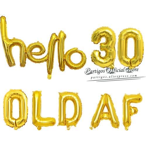 1set 16 inch Rose Gold OLD AF foil balloons dirty 30 40 50th birthday thirty globes hello 30th Birthday Party Decor cake topper