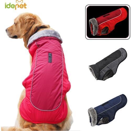 Cotton Big Dog Coat Pet Winter Clothes For Dog Jacket Reflective Waterproof Large Dogs Clothes Outdoor Suit french bulldog 35