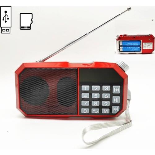 2 Batteries Rechargeable Pocket FM Radio MP3 Player Portable Radio Receiver Speaker Support TF Card USB Disk Gift for Parents