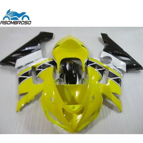 Lowest Price Motorcycle Bodyparts Plastic for Kawasaki Ninja ZX6R fairing kit 2005 2006 yellow black fairing set zx6r 05 06 BN60