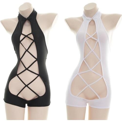 Anime Girls Cosplay Suit Sexy Chinese Cheongsam Open Bust Bundled pajamas Lolita Lingerie Woman Backless Intimates jumpsuits