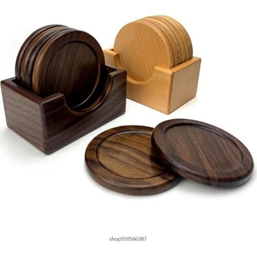 Round Wood Insulated Saucer Mug Coasters Non-Slip Mat Wooden Placemat Tea Coffee Bar Cup Table Pad Drink Coaster Desktop A9 21