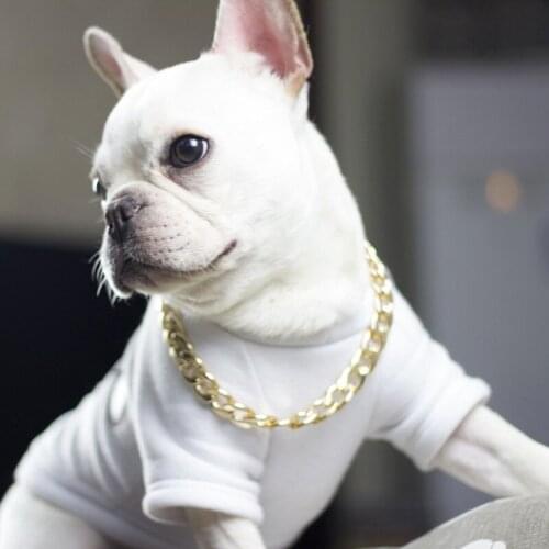 Metal Punk Gold Dog Chain Collar Pet Jewelry Photo Props Bulldog Dog Accessories for Small Large Dogs