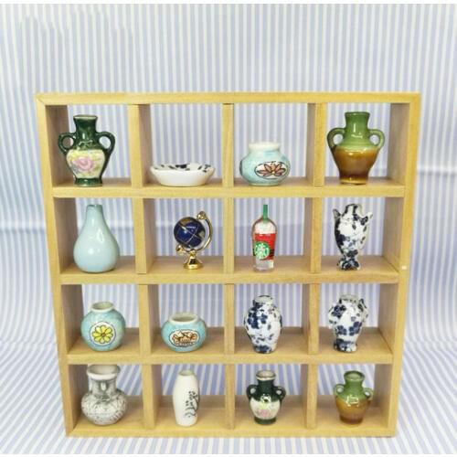 1/12 Scale Dollhouse Miniature Furniture 4-layer Living Room Wooden Display Shelf Model Decro Settling Book