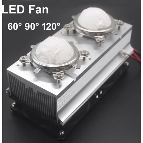 100W 200W High Power LED Heatsink cooling with fans 44mm Lens 60/80/90/120degree +Reflector Bracket