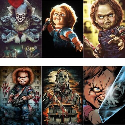 New Oil Painting By Numbers Horror Movie Kits Drawing On Canvas Wall Art HandPainted Home Decor DIY Christmas Festival Gifts