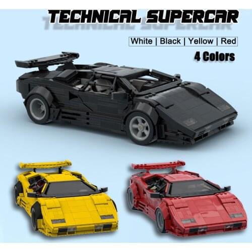 MOC Sets Model Building Blocks Technical Car Speed Champions City Racer Countachs QV Vehicle Creator Expert Super Racing Car Toy