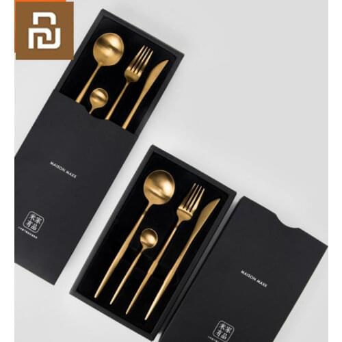 4pcs Xiaomi Set of Cutlery Spoon Fork Knife Teaspoon High-quality Stainless Steel One-piece Molding Luxury Gift Tableware