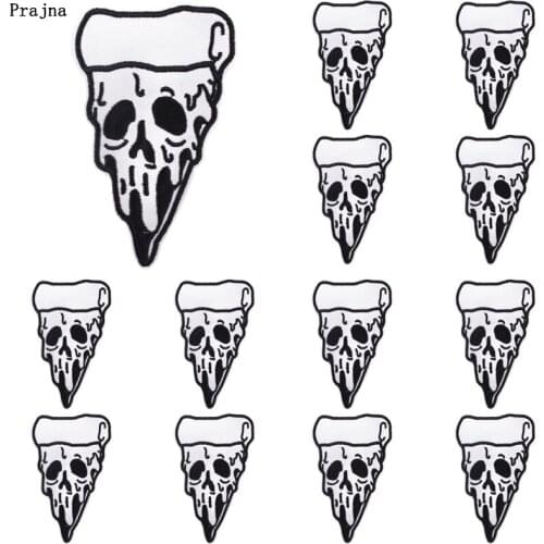 Prajna 10 PCS Wholesale Punk Skull Patches On Clothes Iron On Embroidered patches for Clothing Punk Applique Skull Badges