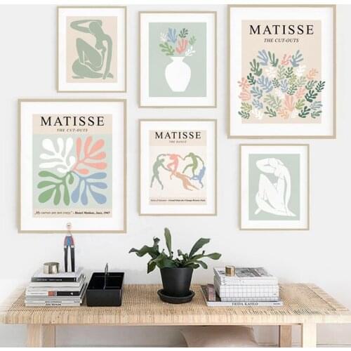 Nordic Poster Abstract Matisse Leaf Flower Minimalist Printmaking Wall Art Canvas Painting Wall Picture Living Room Decoration