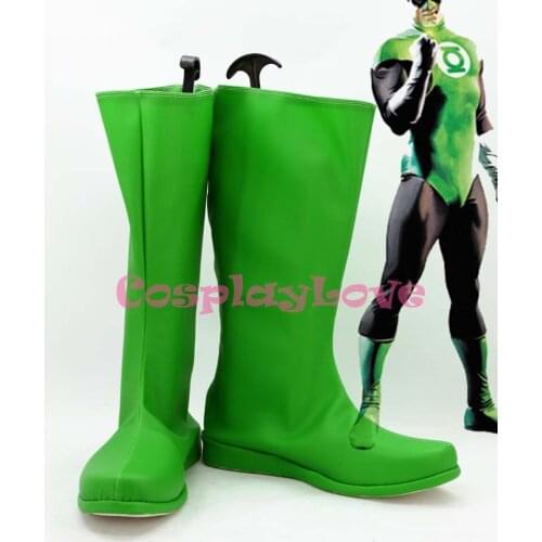 Newest Custom Made American Movie Green Lantern Cosplay Shoes Long Boots For Halloween